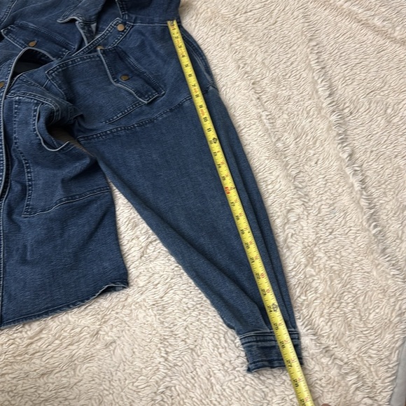 Free People Dark Wash Denim Long Sleeve Botton-Front Mini Dress  size XS - Picture 11 of 16